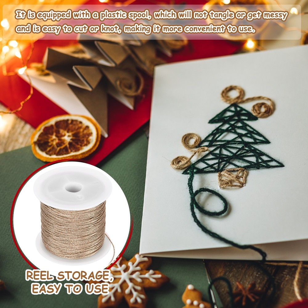 1 Roll 0.8mm Metallic Cords Thread, Rose Gold, 27.34Yards