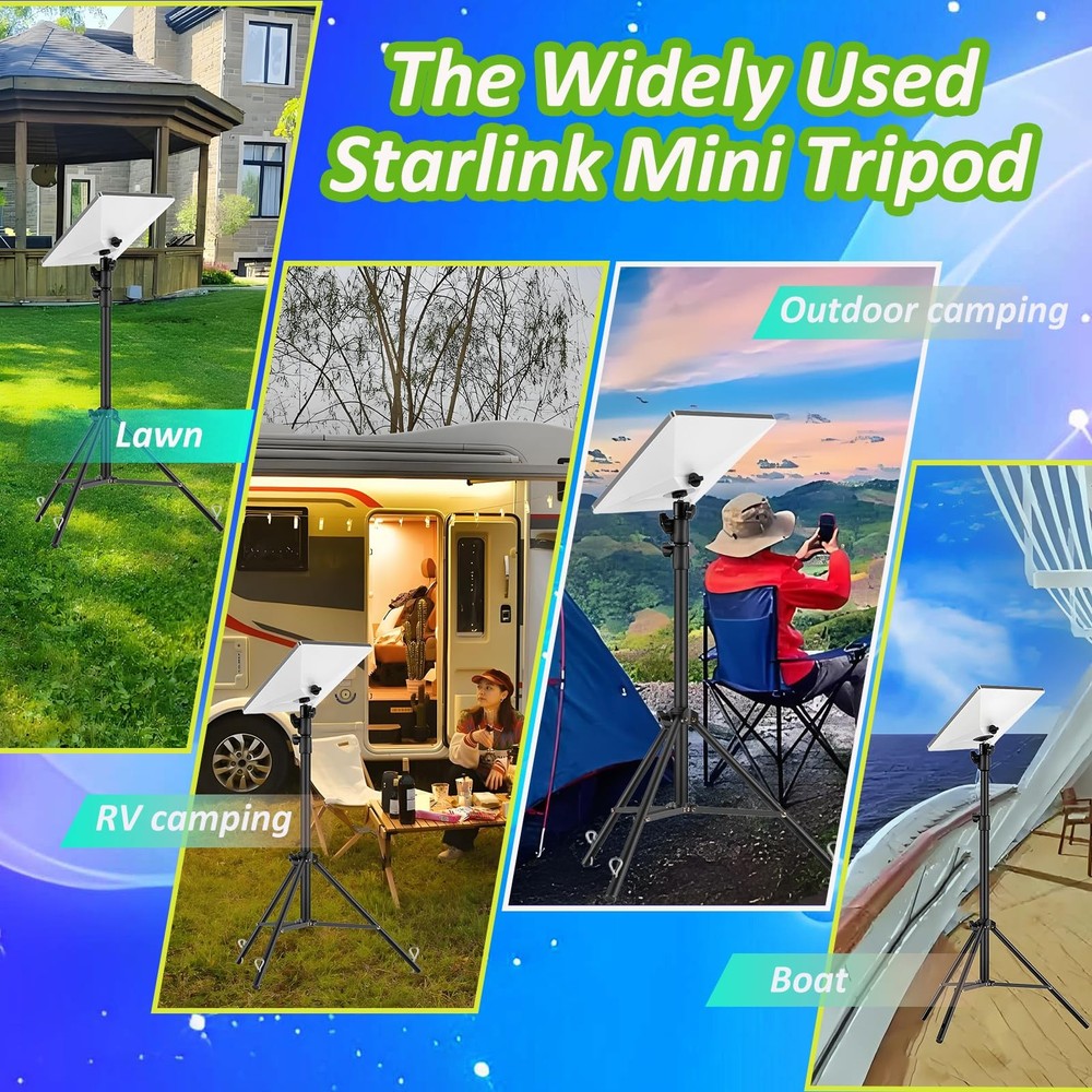 Starlink Mini Tripod & Mounting Kit with 360Â° Adjustable Gimbal - Black