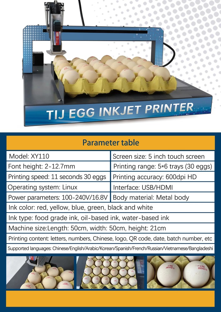Hot selling egg inkjet printer prints date code LOGO on eggs with food grade ink