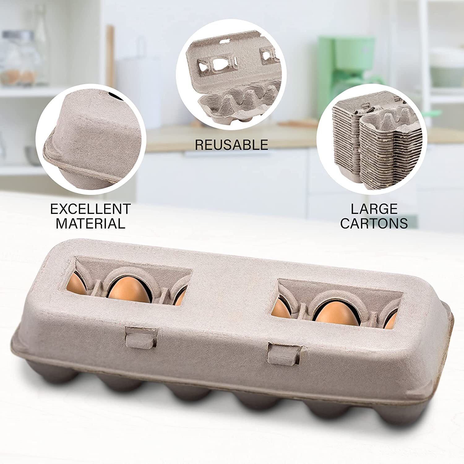 MT Products 12 Compartment Blank Natural Pulp Egg Cartons - Pack of 25