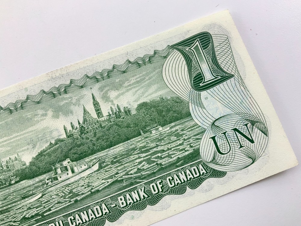 One 1973 Canada 1 Dollar Banknote Order Multiple for Consecutive JJ751
