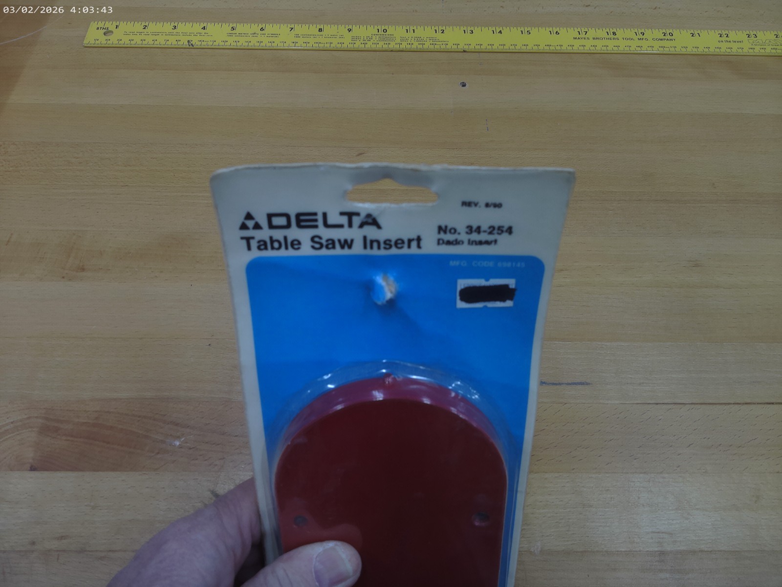 Delta 34-254 Dado Insert for 34-761 Unisaw 34-426 10" LTA Saw 34-440 10"