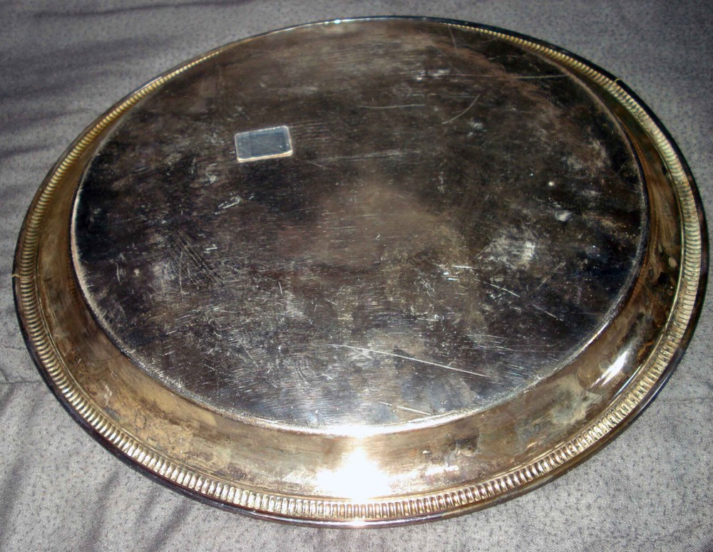 Vintage International Silver Co 12 ¼” Silverplate Flower Bouquet Serving Tray
