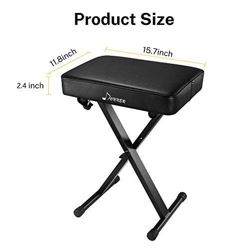 Piano Bench, Adjustable Keyboard Bench Portable Stool Collapsible 2.4 Inch