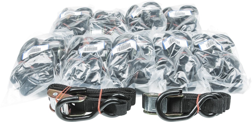 Fire Power 1" Tie-Down Black 10/Pairs Straps/Tie-Downs