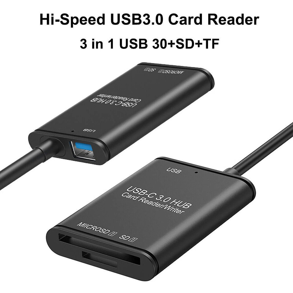 USB C to SD Card Reader 3-in-1 OTG Adapter USB 3.0 Micro SD Memory Card Reader