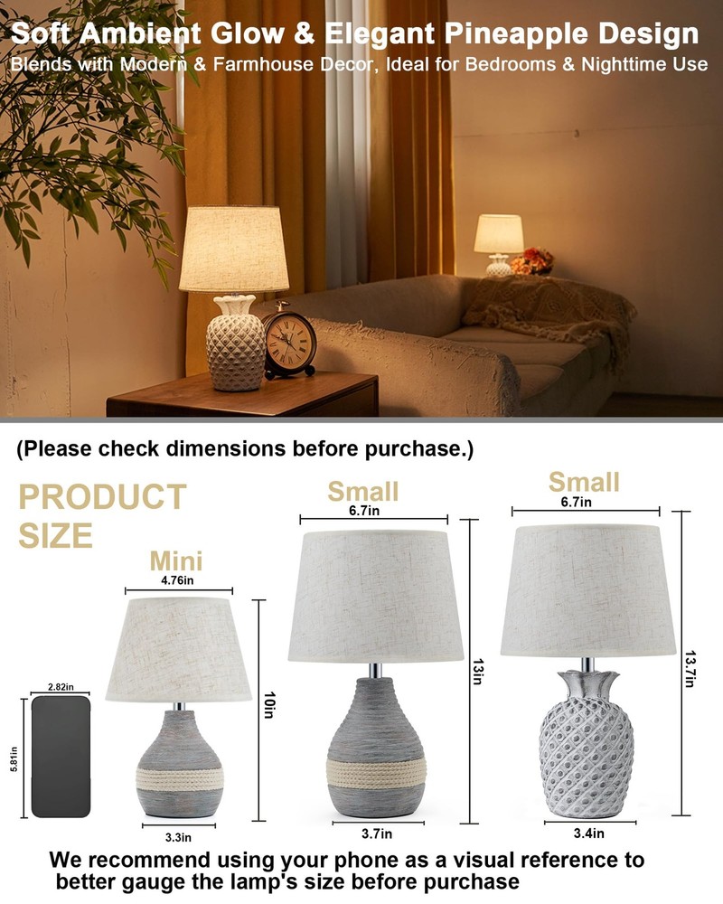 13" Small Rechargeable Cordless Table Lamp, Remote Control Timer Dimmer, Batt...