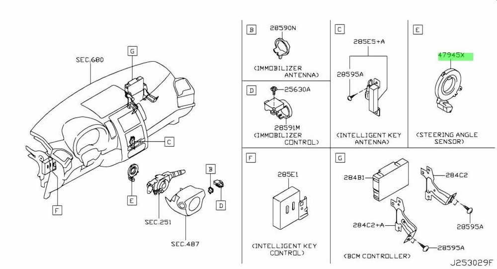 NISSAN 47945JD00A SENSOR ASSY-STEERING ANGLE Genuine