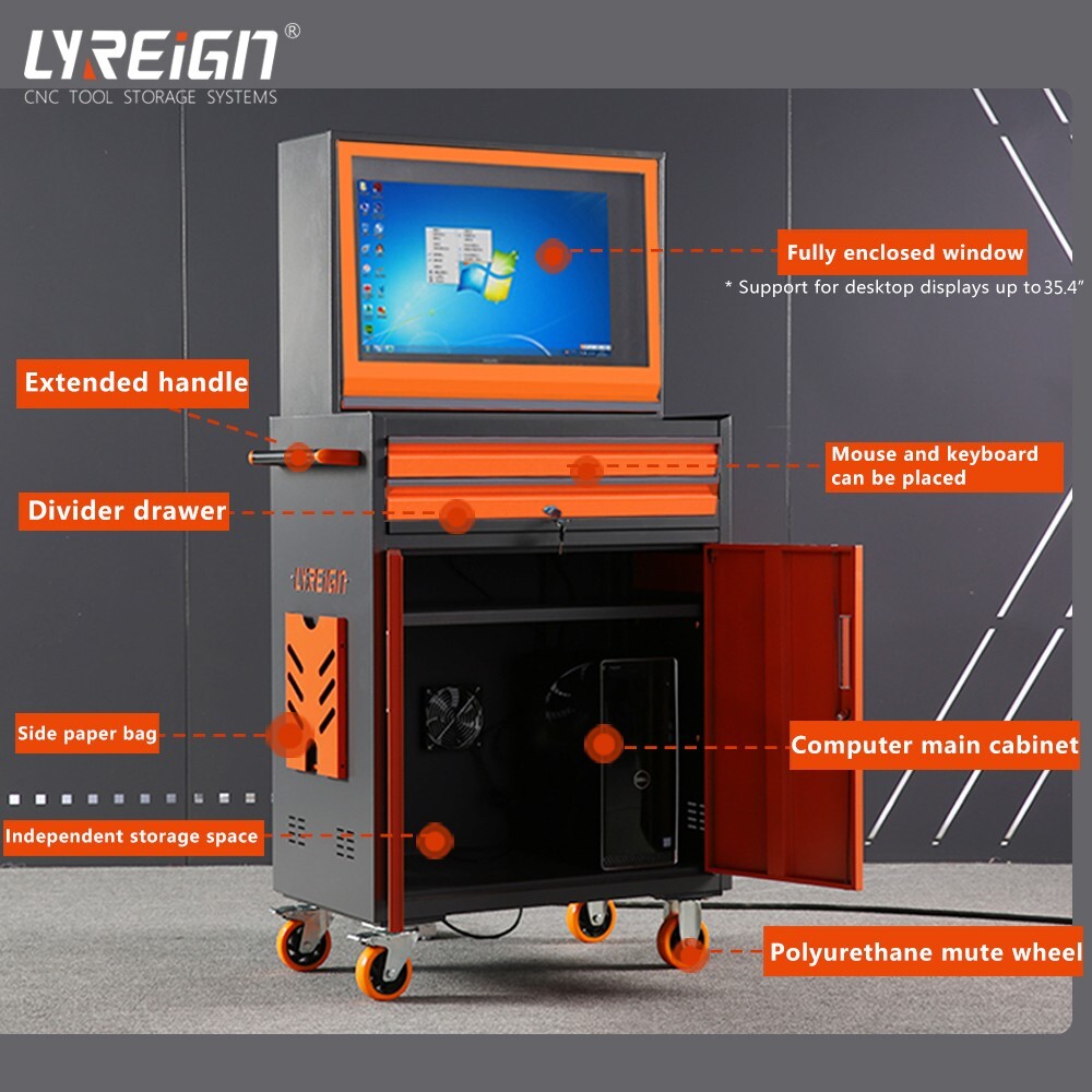 Industrial computer cabinet Can support a computer screen up to 27 inches