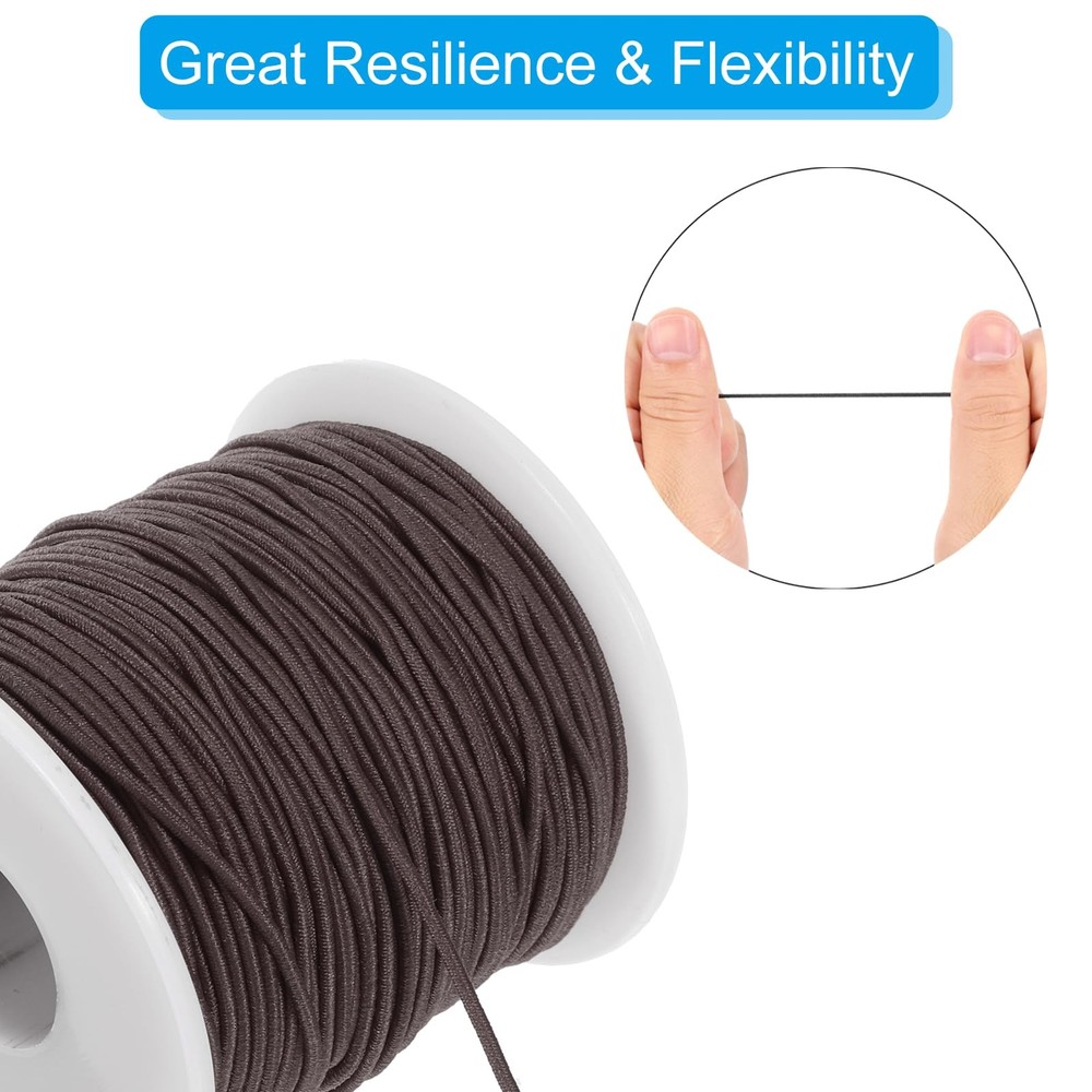 uxcell 1.2mm Elastic String Cord Thread Beading 1.2mm, Brown