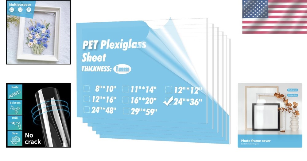 Clear Flexible Plastic Sheets, 5-Pack, 24x36" for Crafting