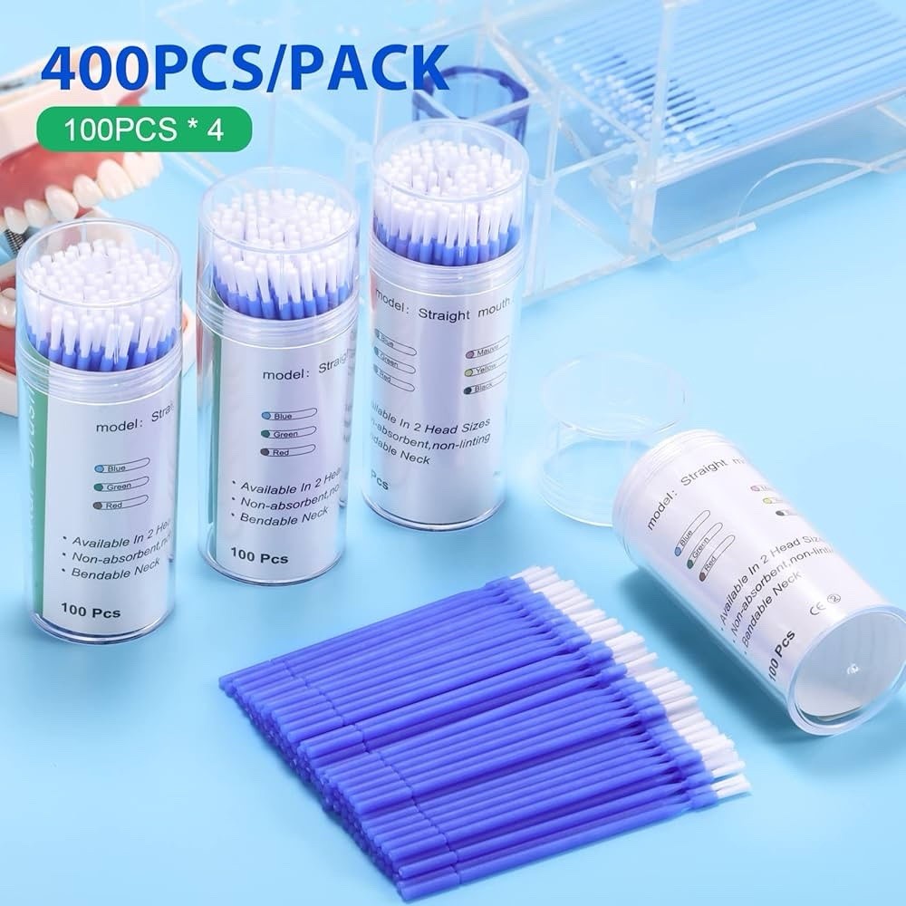 400Pc Dental Use Disposable Micro Brush Bendable Applicators Waterproof Brush