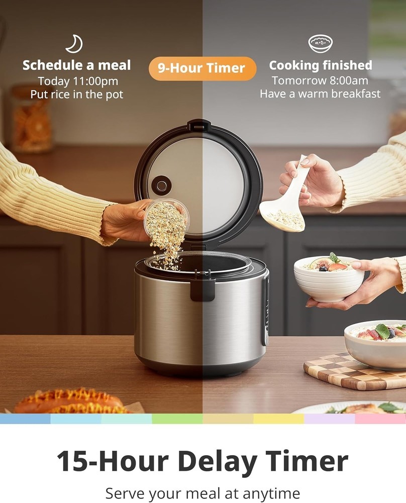 6 Programs Stainless Steel Multi Cooker - Cook Rice, Quinoa & More Effortlessly