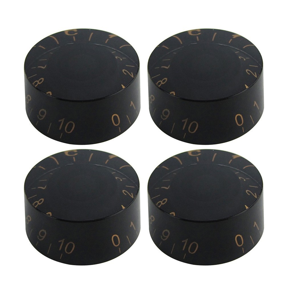 FLEOR 4PCS Barrel Style Black Volume Tone Control Speed Knobs Guitar Button