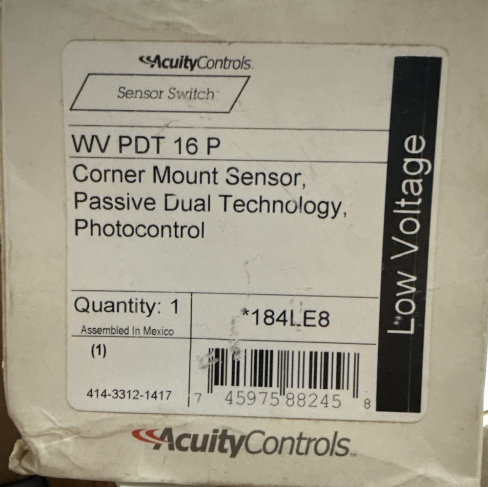 Acuity /Sensor Switch WV PDT 16 P Corner Mnt. Low Voltage Passive Dual Tech