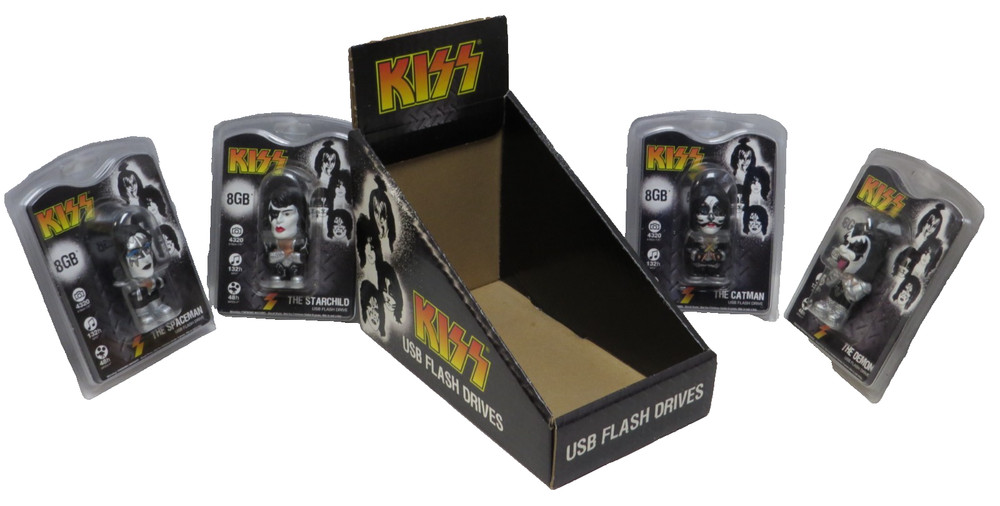 KISS FLASH DRIVE 8G COUNTER TOP DISPLAY BOX + COMPLETE SET OF 4