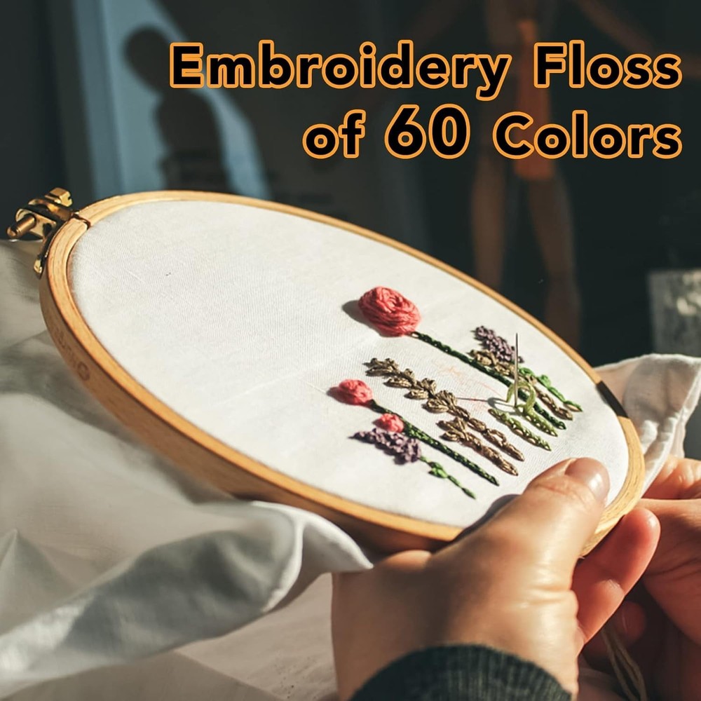 Durable 100% Polyester Embroidery Thread Kit - 60 Skeins for Creative Projects