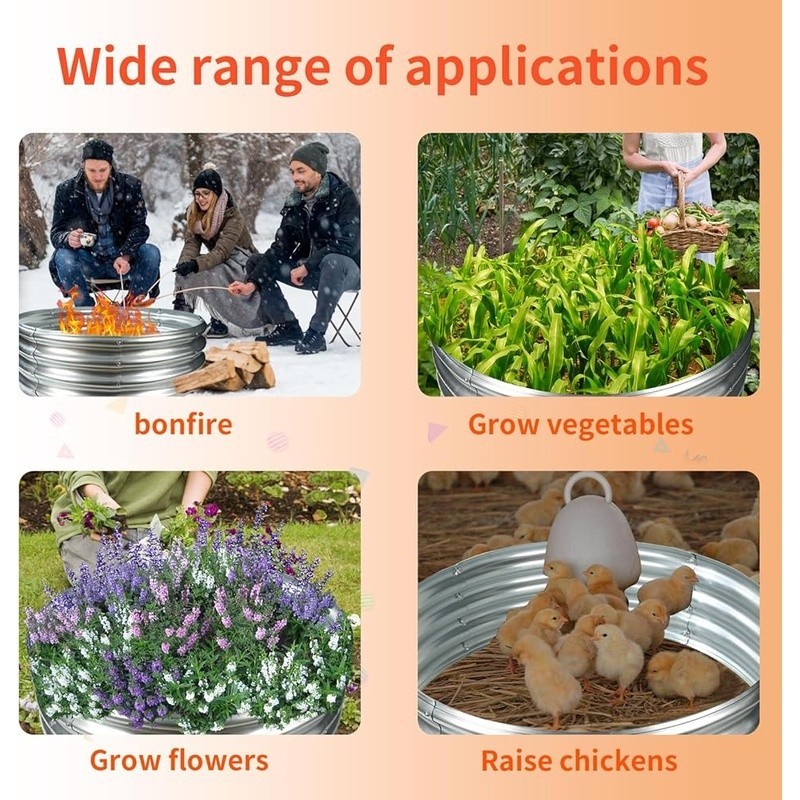 Galvanized Fire Pit Ring 36 in Durable Outdoor Safe Easy Assembly Multi-use US