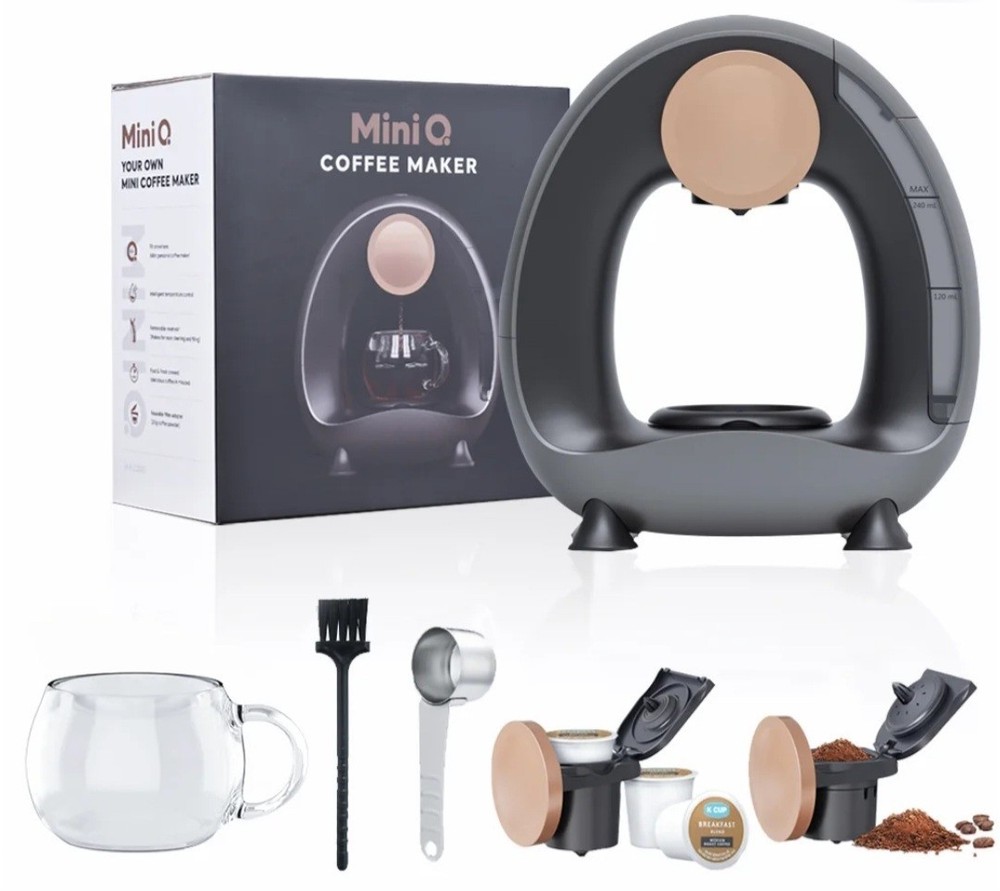 Mini Q Coffee Maker Single Serve Coffee Maker For K Cup Pod and Coffee Grounds