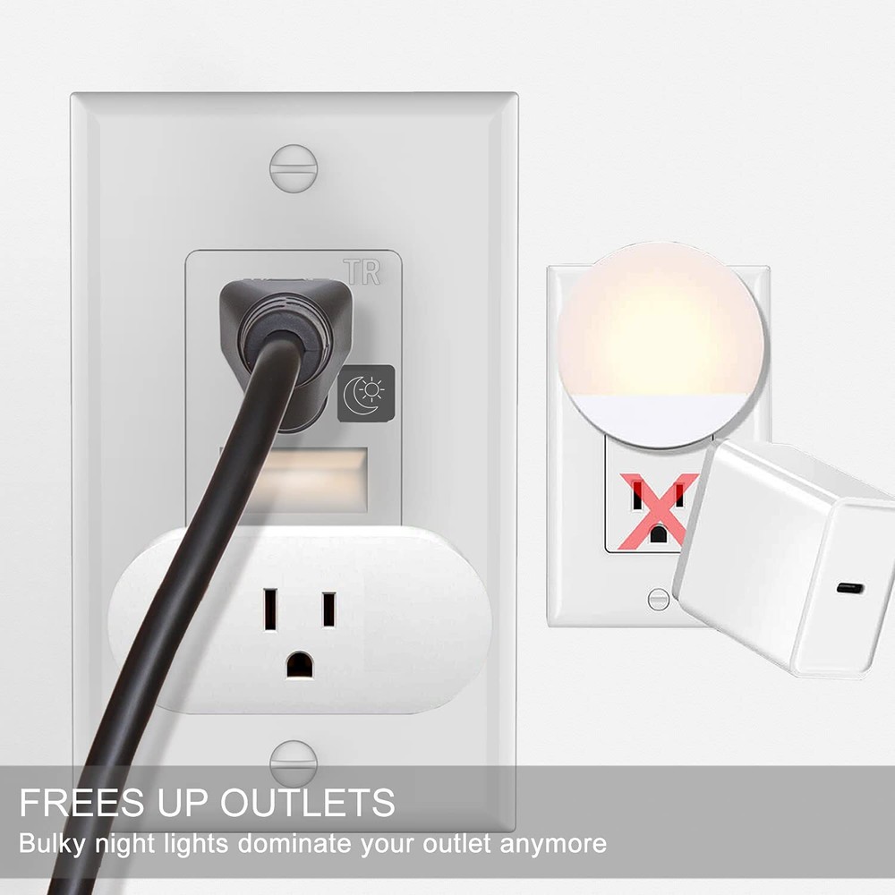 2 Pack LED Night Light OutletNightlight Electrical OutletsTamper ResistantTR ...