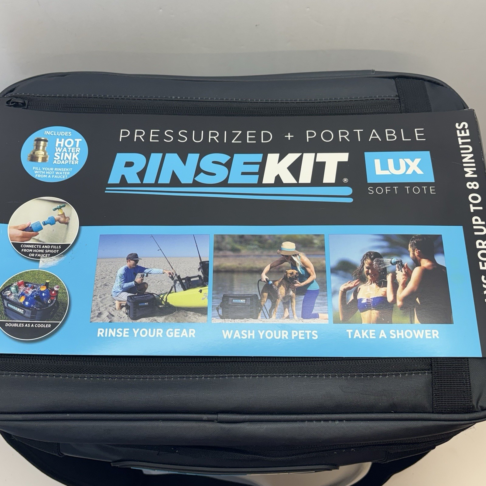 Rinsekit Lux Soft Tote 3 Gallon Pressurized Portable Shower - Brand New