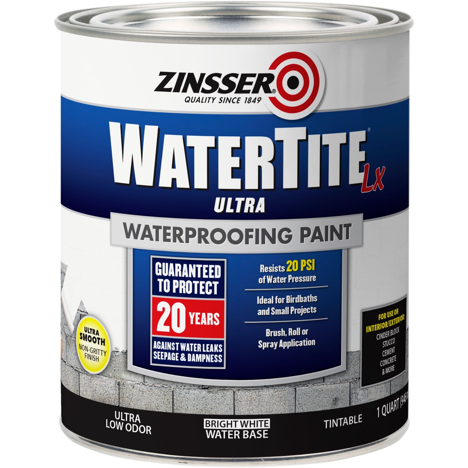 Zinsser, WATERTITE-LX Mold & Mildew-Proof Waterproofing Paint, 1 Quart- 271098