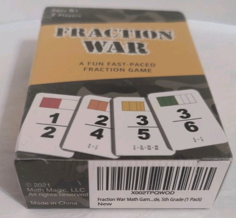 Fraction War Fun Math Game to Learn, Compare and Simplify Fractions 2 Players