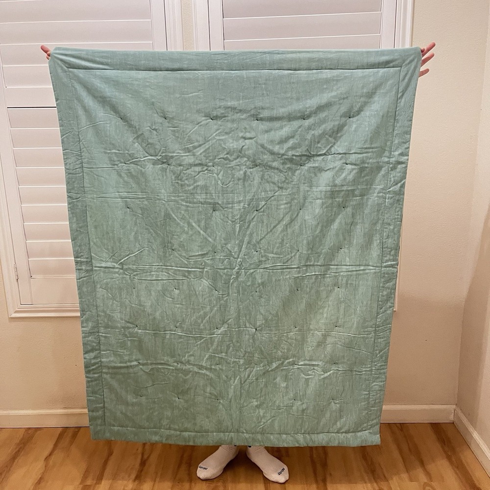 Handmade Patchwork Quilt Throw Lap Blanket Floral Teal Green