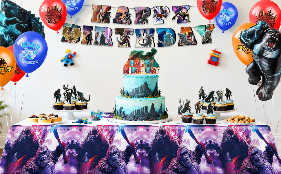 41Pcs Godzilla King Kong Birthday Party Decoration Godzilla Balloons Cake Topper
