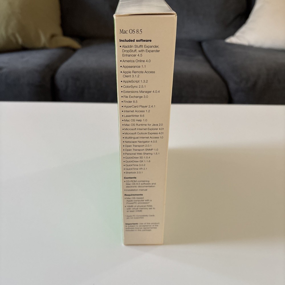 Apple Mac OS 8.5 (1998) Operating System CD-ROM w/ Retail Box