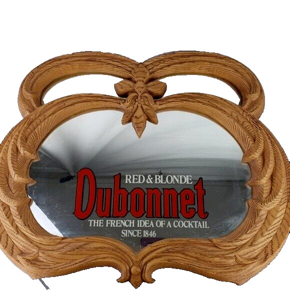Dubonnet Red & Blonde Bar Framed Mirror Barware