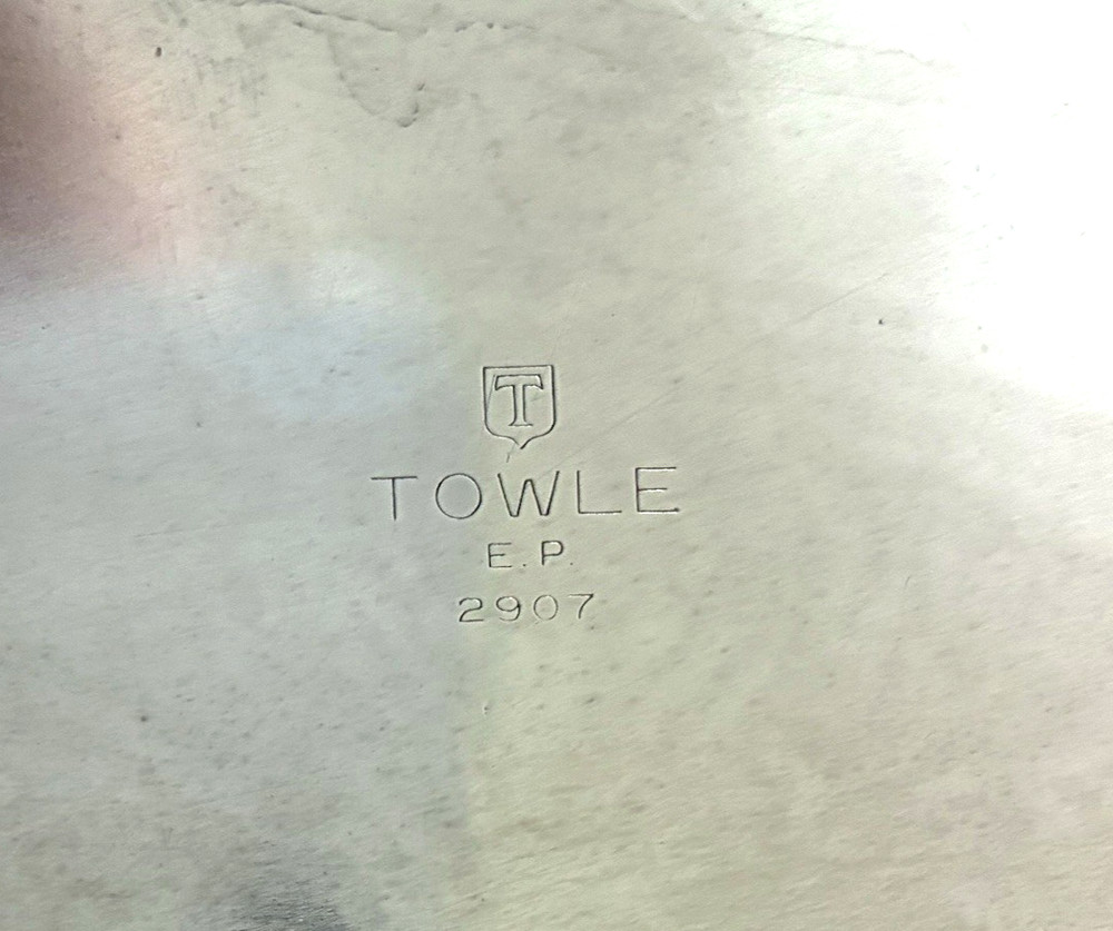 Vintage Towle Silverplate 30" Oval Baroque Footed Butler Serving Platter Tray