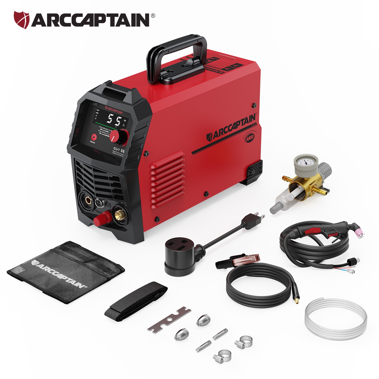 Non-Touch Pilot Arc Plasma Cutter 55A 3/4" Cutting LED Screen 120V/240V Voltage