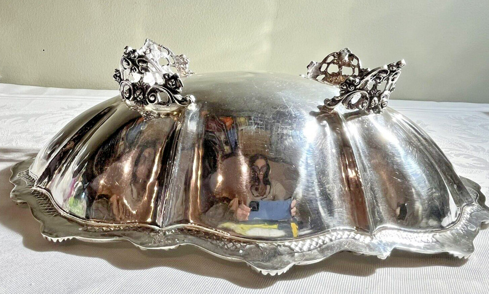 Sterling Silver Oval Vegetable Dish Footed 510 Gr. 12" Long No Monogram