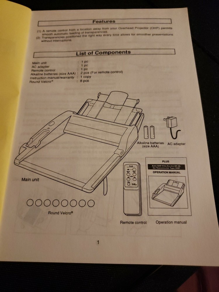 New Plus Corp DF-20 Automatic Transparency Feeder for Overhead Projector w/Case