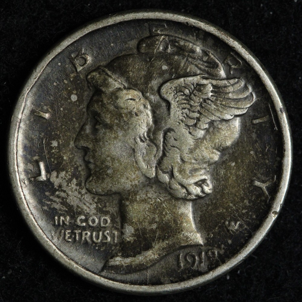 1918-D Mercury Silver Dime XF+ E245 TYNE