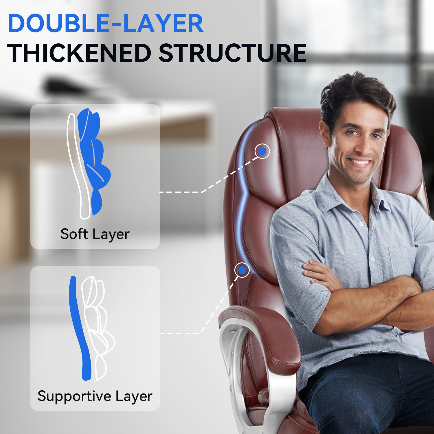 Office Chair Ergonomic High-Back Executive Desk Chair with Adjustable Swivel