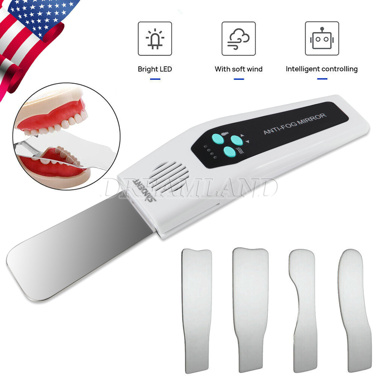 Dental Anti-fog Mirrors Photography Reflector No-Fog LED Automatic Mirrors Kit