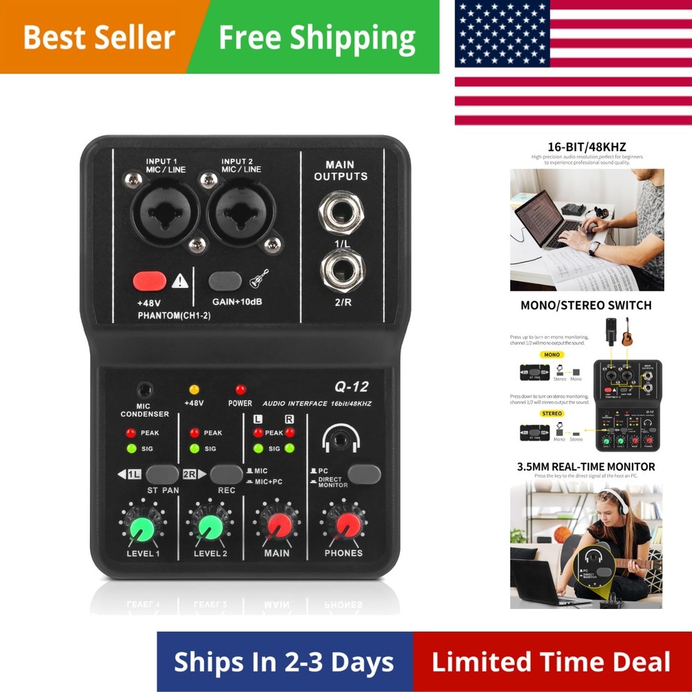 USB Audio Interface for PC,Interface for Recording Music Computer Recording A...