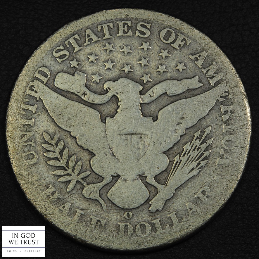 1893 O Barber Silver Half Dollar 50C - Cleaned