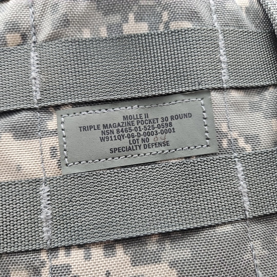 US Military Molle Triple Mag Pouch, ACU Digital, 8465-01-525-0598 New
