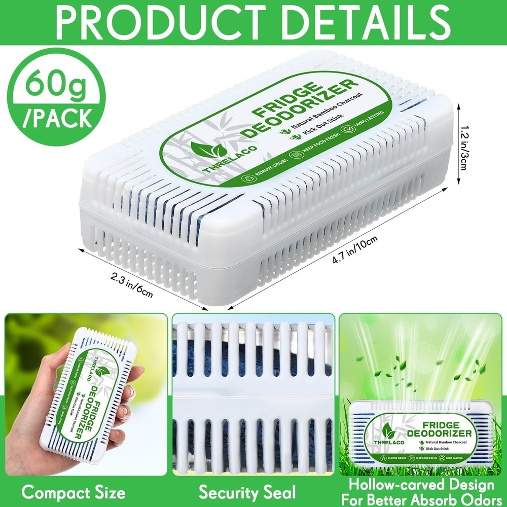 Threlaco 15 Pack Refrigerator Deodorizer Activated Charcoal Fridge Deodorizer...