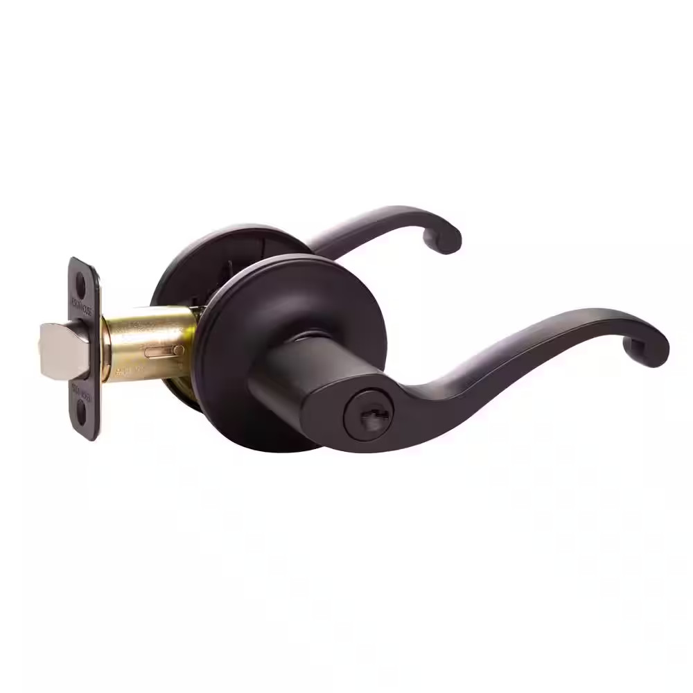 Scroll Matte Black Keyed Entry Door Lever