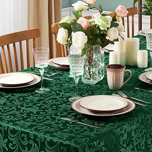 Damask Rectangle Tablecloth, Luxury Jacquard 84" x 60" (Rectangular) Green