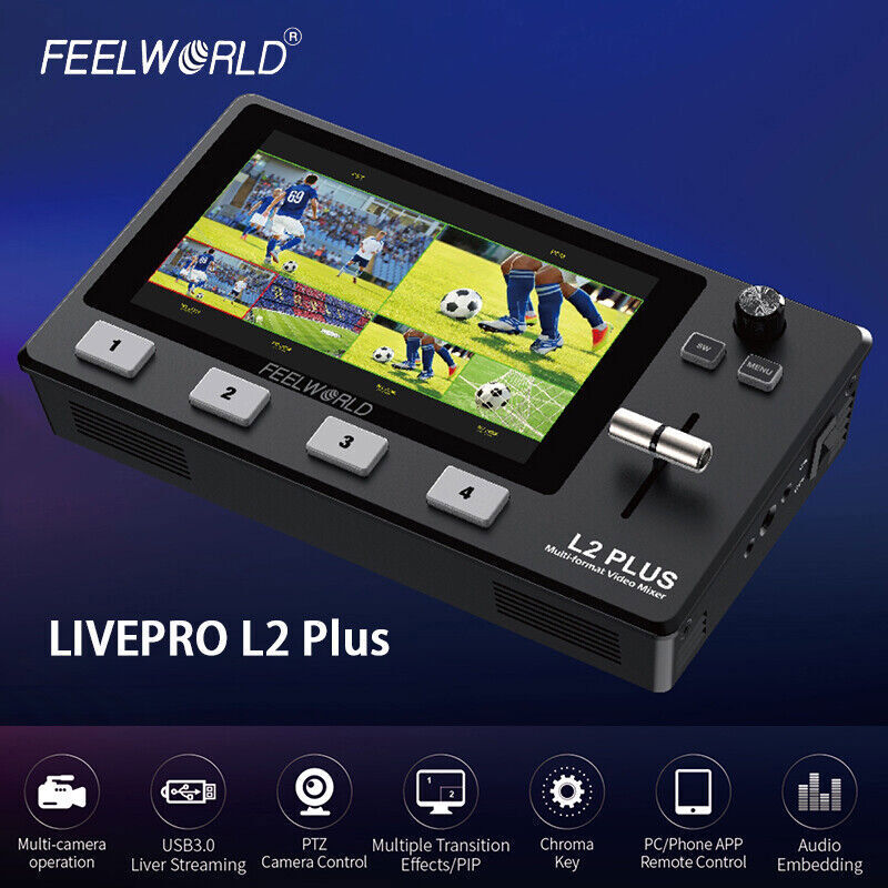 Feelworld L2 PLUS Multi-Camera Video Mixer Switcher 5.5" Touch PTZ Control Panel