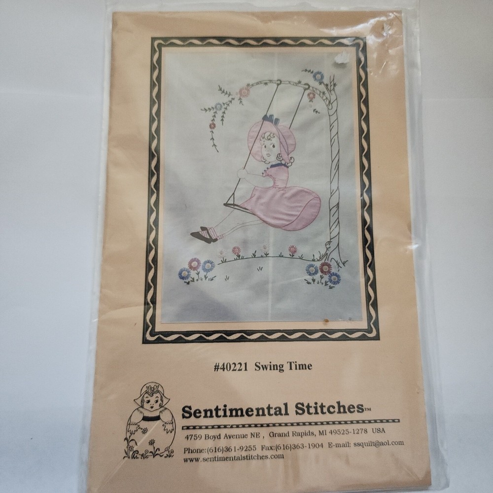 Sentimental Stitches Swing Time Embroidery Pattern Girl