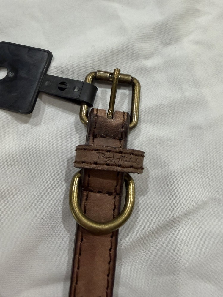 Bark Minded Braided Leather Adjustable Dog Collar Medium Brass Buckle D-Ring