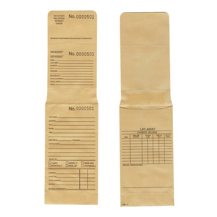 1000 Qty Tear-a-Way Repair Envelopes – Sequentially Numbered – Record...