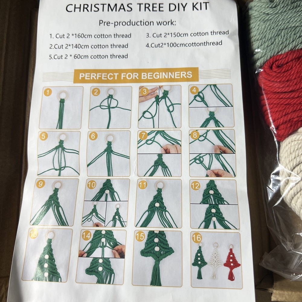 Vintage Christmas Tree Macrame Kit Makes 3 Trees