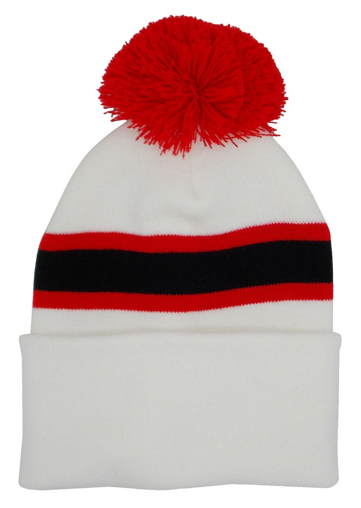 Walsall Supporters White, Red and Black Retro Style Bobble Hat
